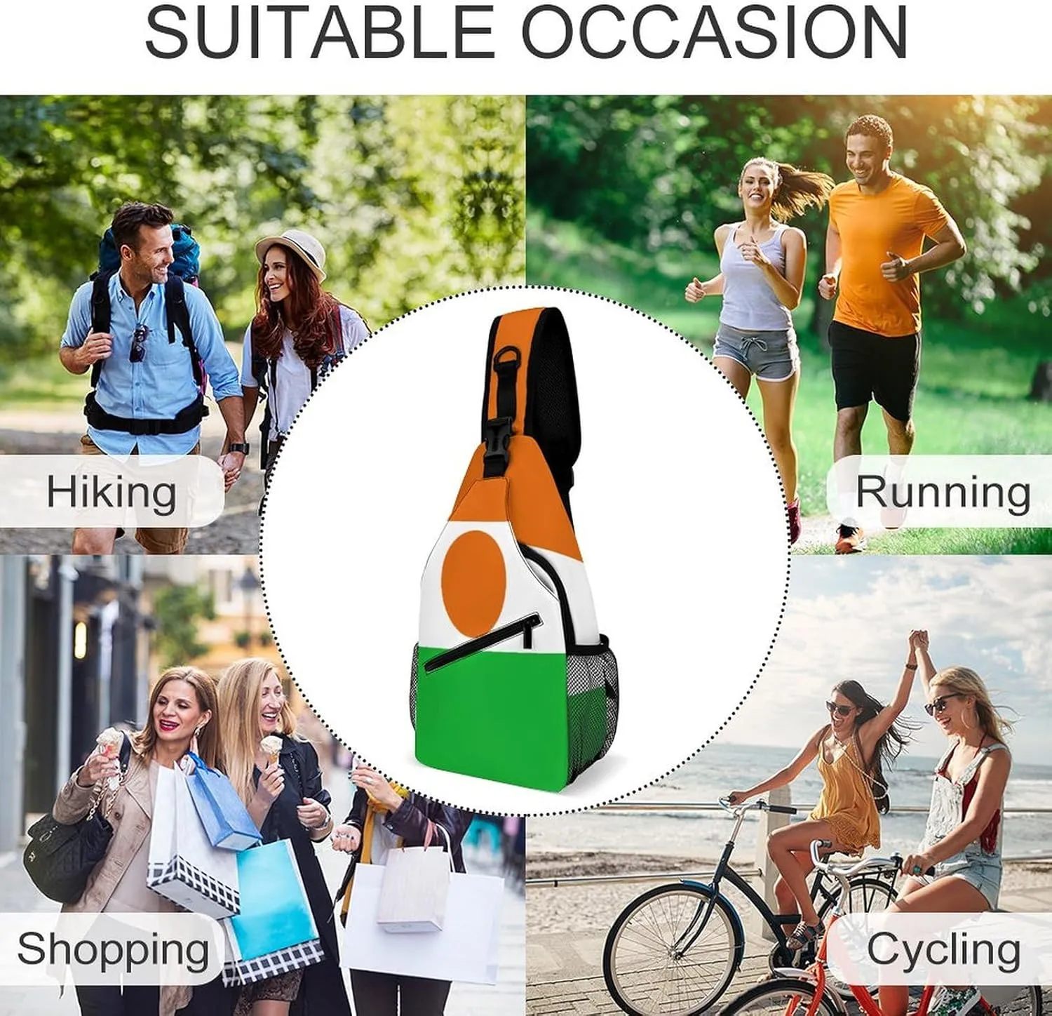 North Ossetia Flag Sling Bag Crossbody Chest Bag Shoulder Bag For Travel Hiking Cycling Camping
