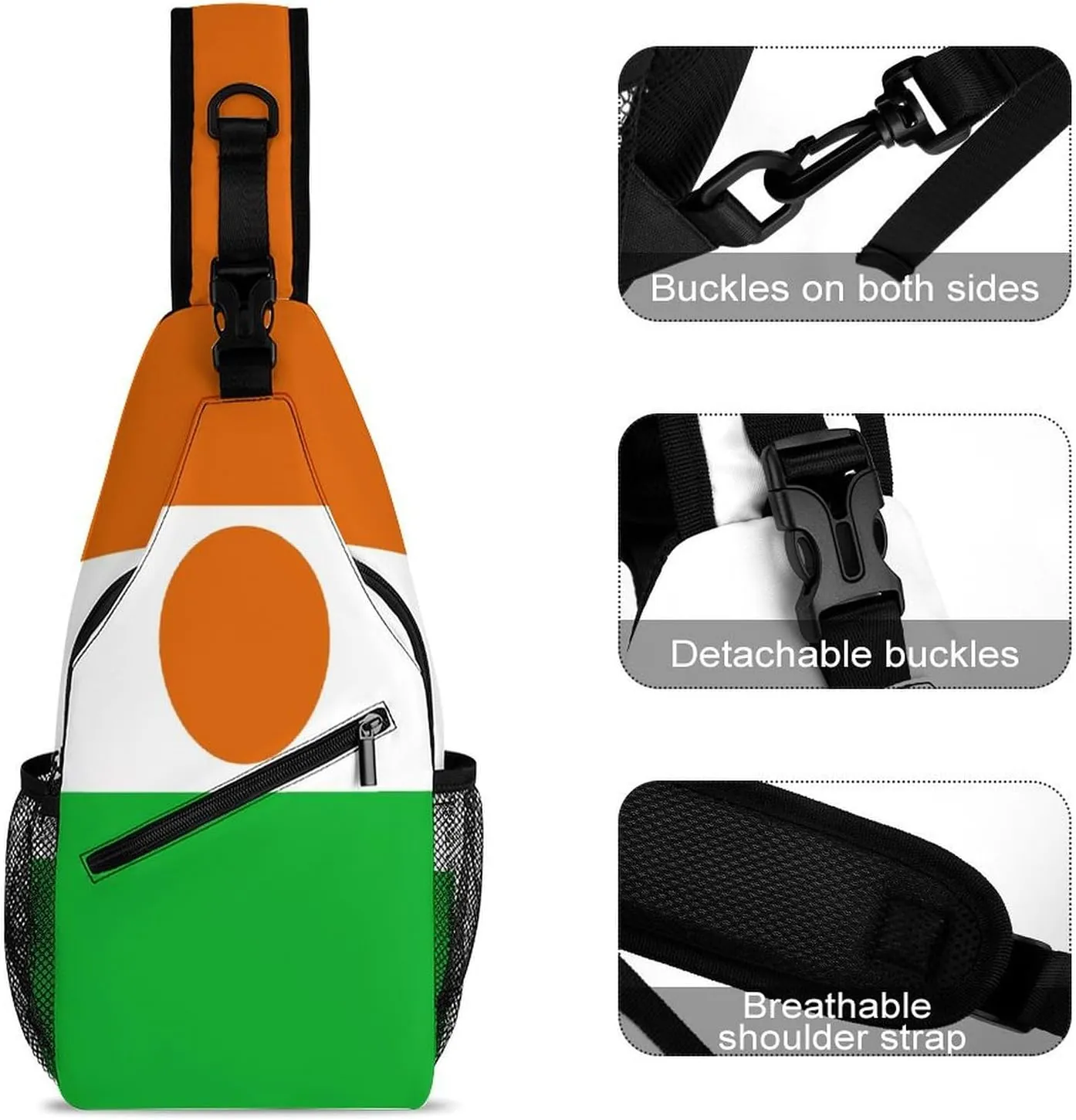 North Ossetia Flag Sling Bag Crossbody Chest Bag Shoulder Bag For Travel Hiking Cycling Camping