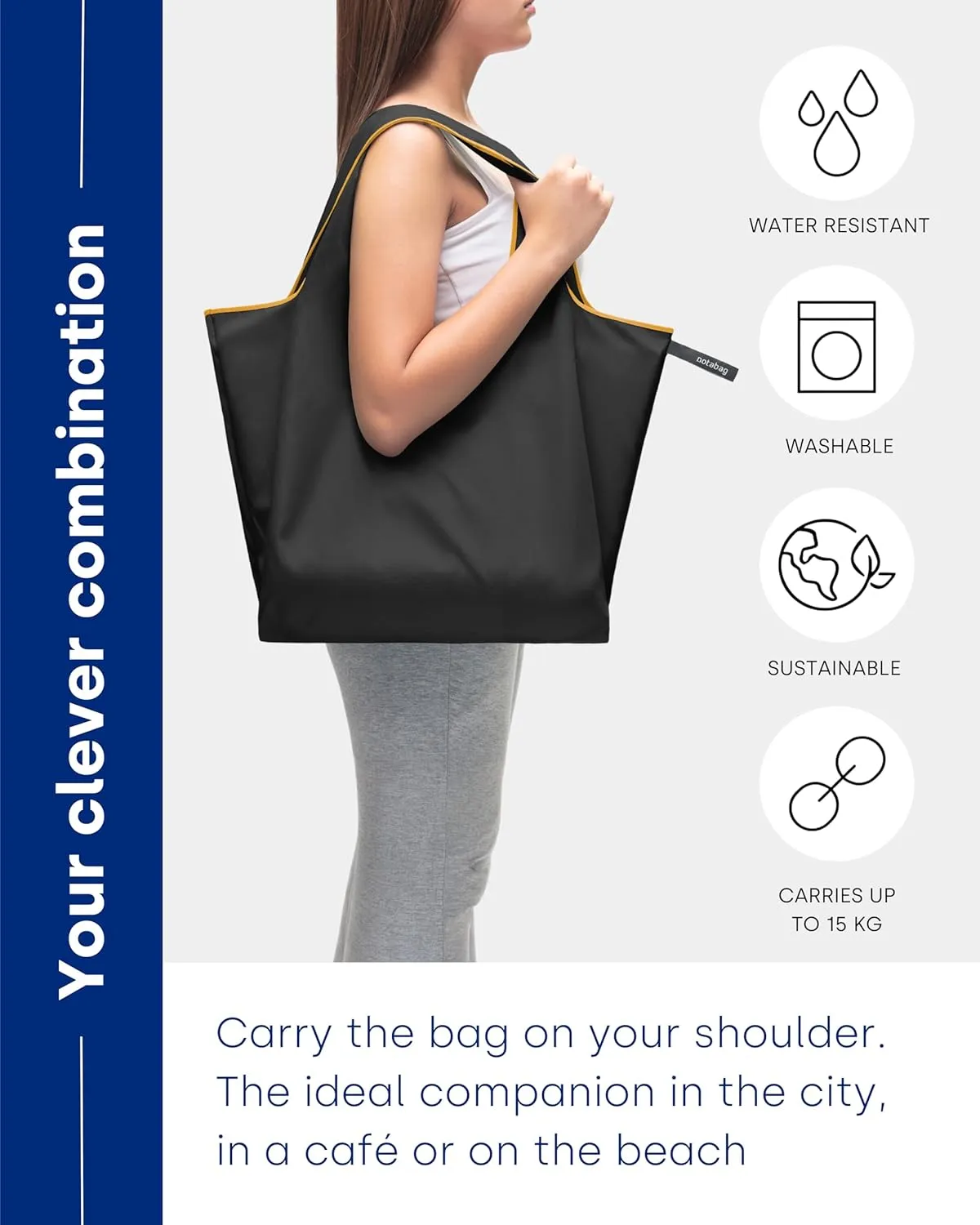 Notabag Tote Bag – Foldable tote bag made from recycled PET – lightweight & water resistant tote bag
