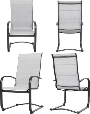 NUU GARDEN Patio Chairs Set of 4, All Weather Outdoor Padded Textilene Patio Dining Chairs, Breathable Spring Motion Textile High Back Outdoor Dining Chairs for Backyard, Lawn, Deck, Gray