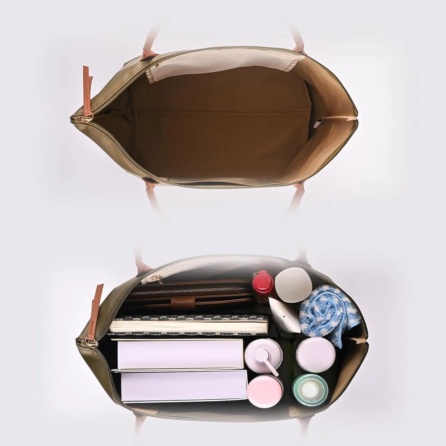 Nylon Tote Bag for Women, Large Foldable Weekend Hobo Purses for Women, Shoulder Tote Handbags with Zipper