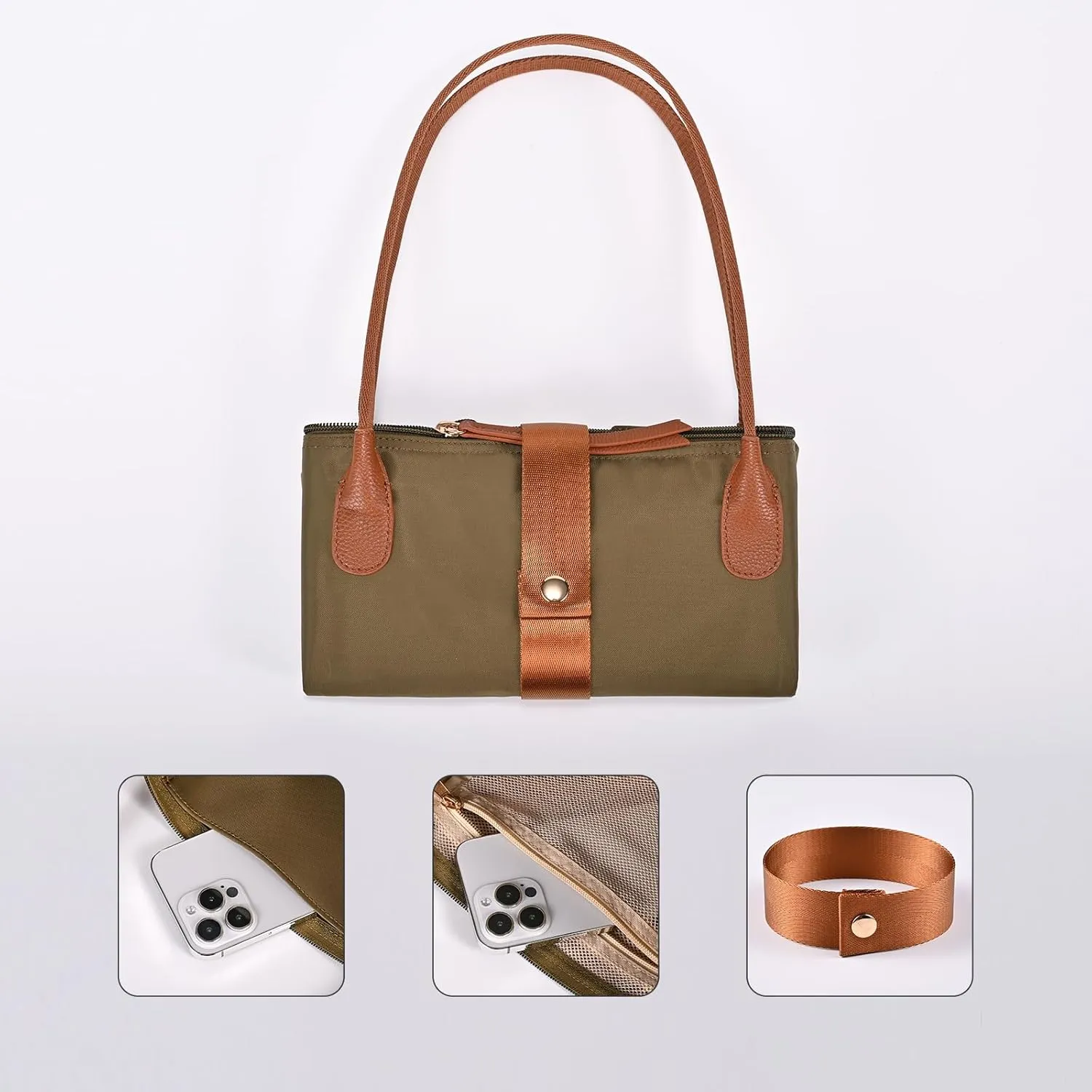 Nylon Tote Bag for Women, Large Foldable Weekend Hobo Purses for Women, Shoulder Tote Handbags with Zipper