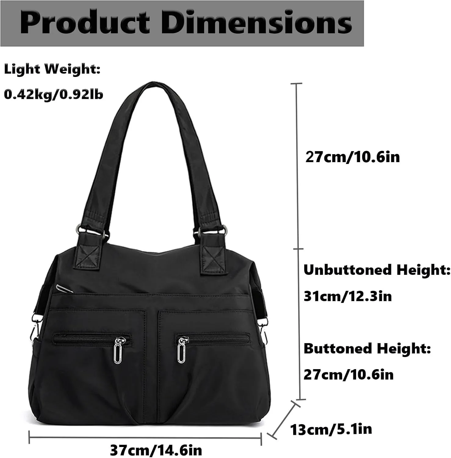Nylon Tote Bag for Women Shoulder Tote Bag with Zipper Waterproof Nylon Purse and Handbags Lightweight Hobo Bag