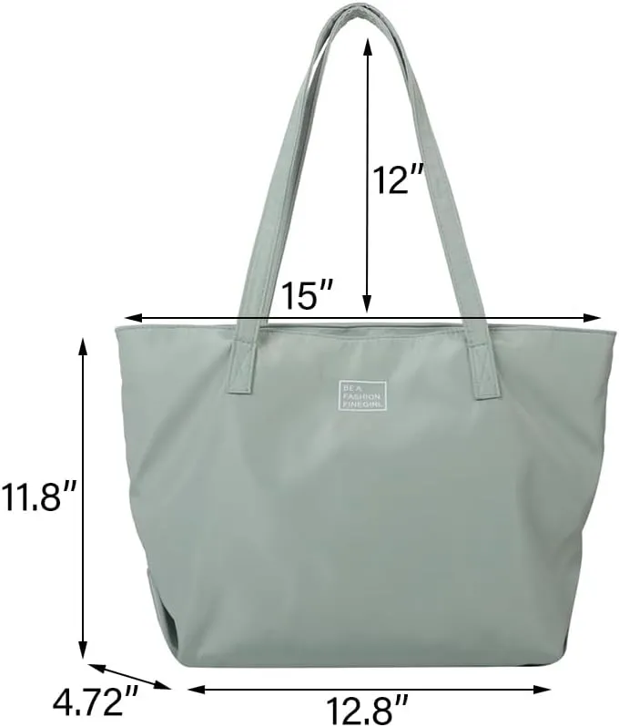 Nylon Tote Bag for Women Waterproof Shoulder Handbag with Zipper