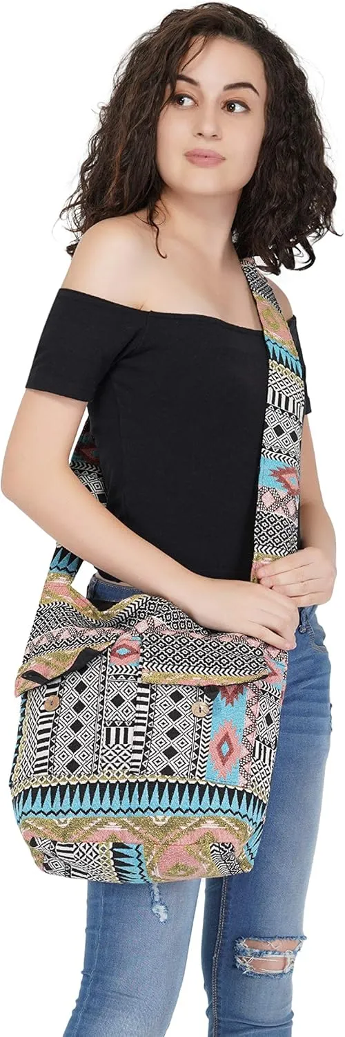 OMA Rasta Jamaican Messenger Sling Cross Body Bag Purse Woven Cotton - Premium Quality