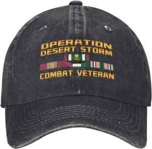 Operation Desert Storm Combat Veteran Hat Baseball Cap Adjustable Dad Hats Gift for Men Women Outdoor Activities Black9