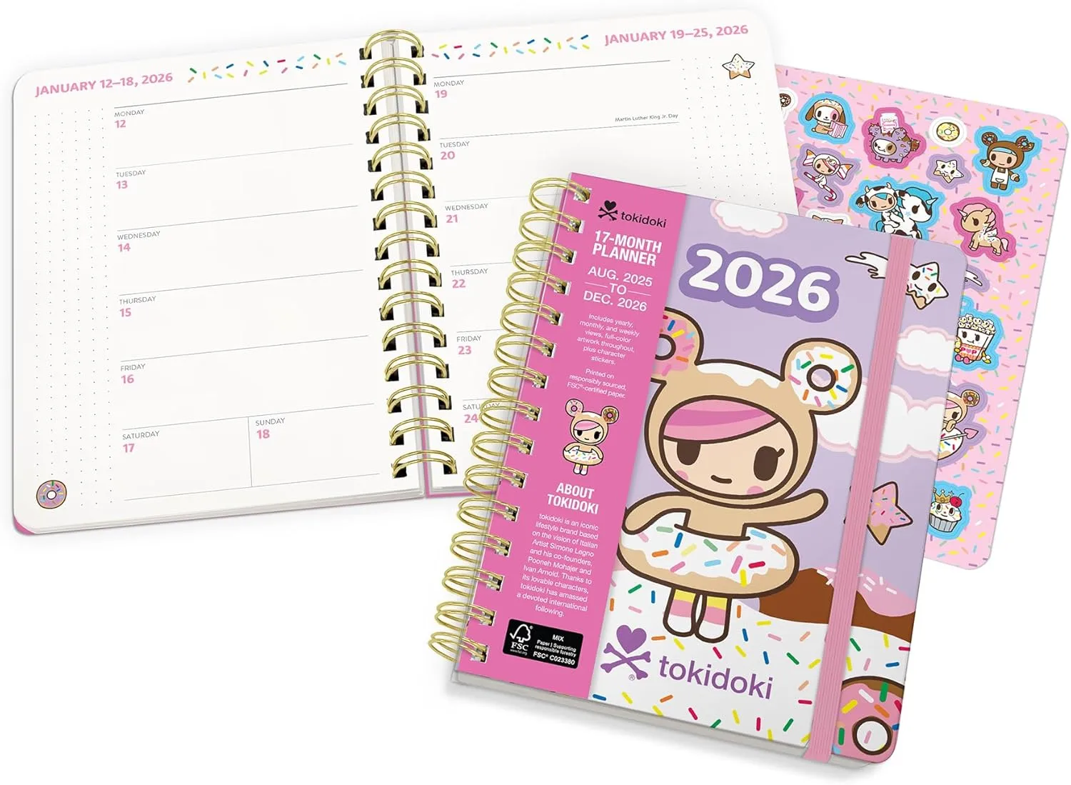 Orange Circle Studio Academic Planner 2026, Tokidoki, Deluxe Compact Flexi Planners, 17-Month Bound Weekly & Monthly Planner Organizer For School or Work, with Stickers & Notes Pages