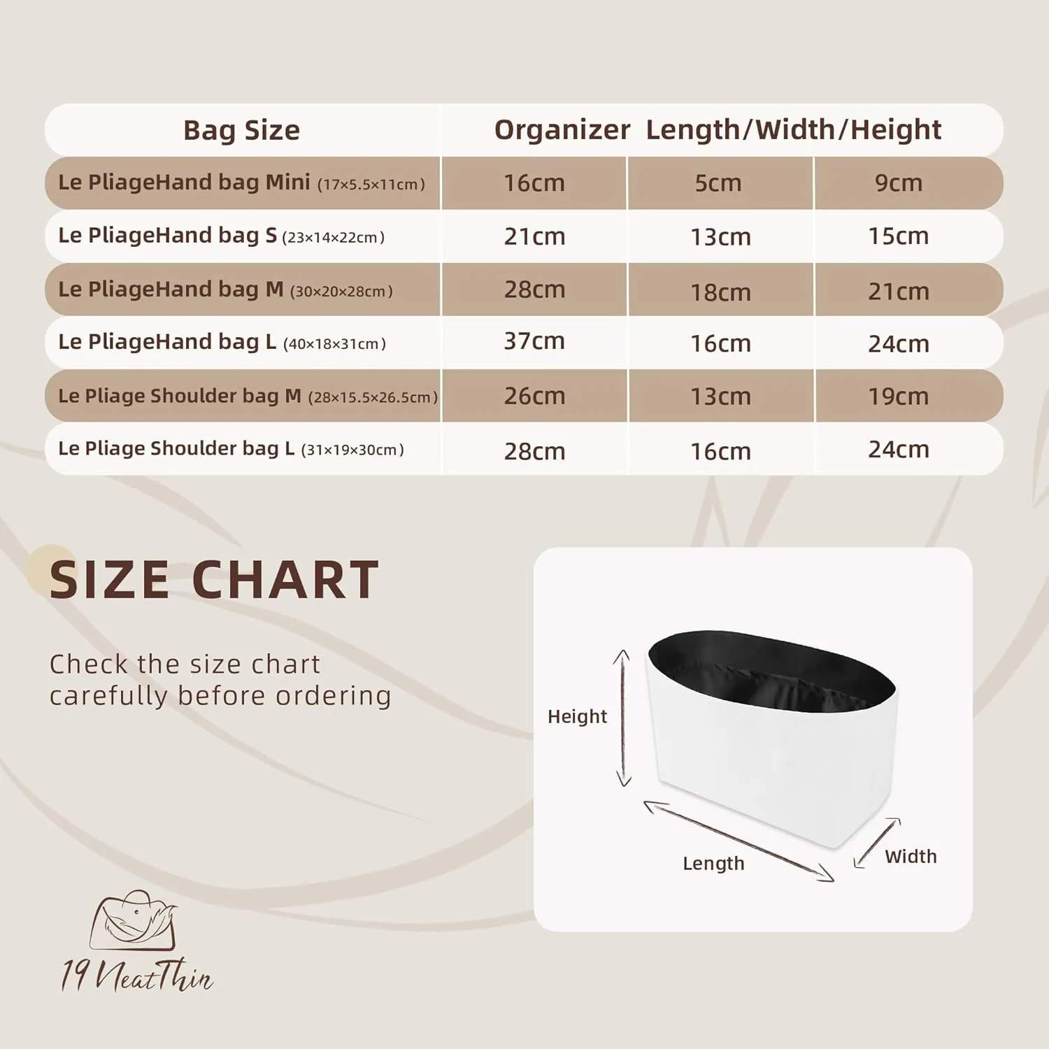 Organizer Insert for Longchamp, Lightweight Purse Insert Compatible with Le Pliage Mini, Waterproof Dupontpaper Surface and Silky Satin Lining (Mini, Black)