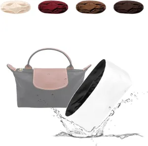 Organizer Insert for Longchamp, Lightweight Purse Insert Compatible with Le Pliage Mini, Waterproof Dupontpaper Surface and Silky Satin Lining (Mini, Black)
