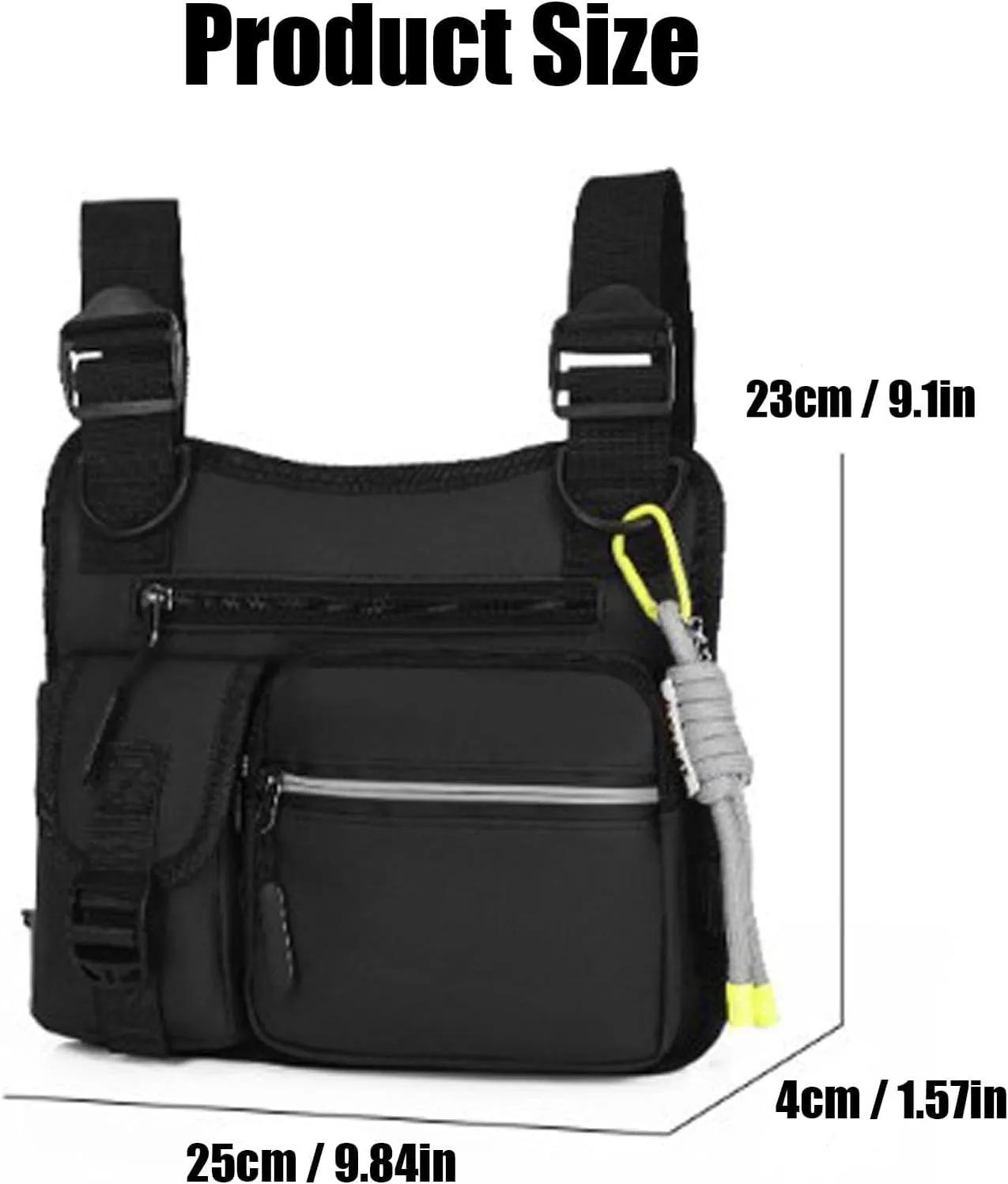 Outdoor Chest Bag for Men, Adjustable Multifunctional Chest Bag, 2025New Lightweight Hiking Climbing Bag with Fixing Strap (Black)