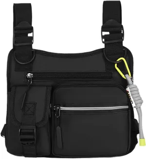 Outdoor Chest Bag for Men, Adjustable Multifunctional Chest Bag, 2025New Lightweight Hiking Climbing Bag with Fixing Strap (Black)