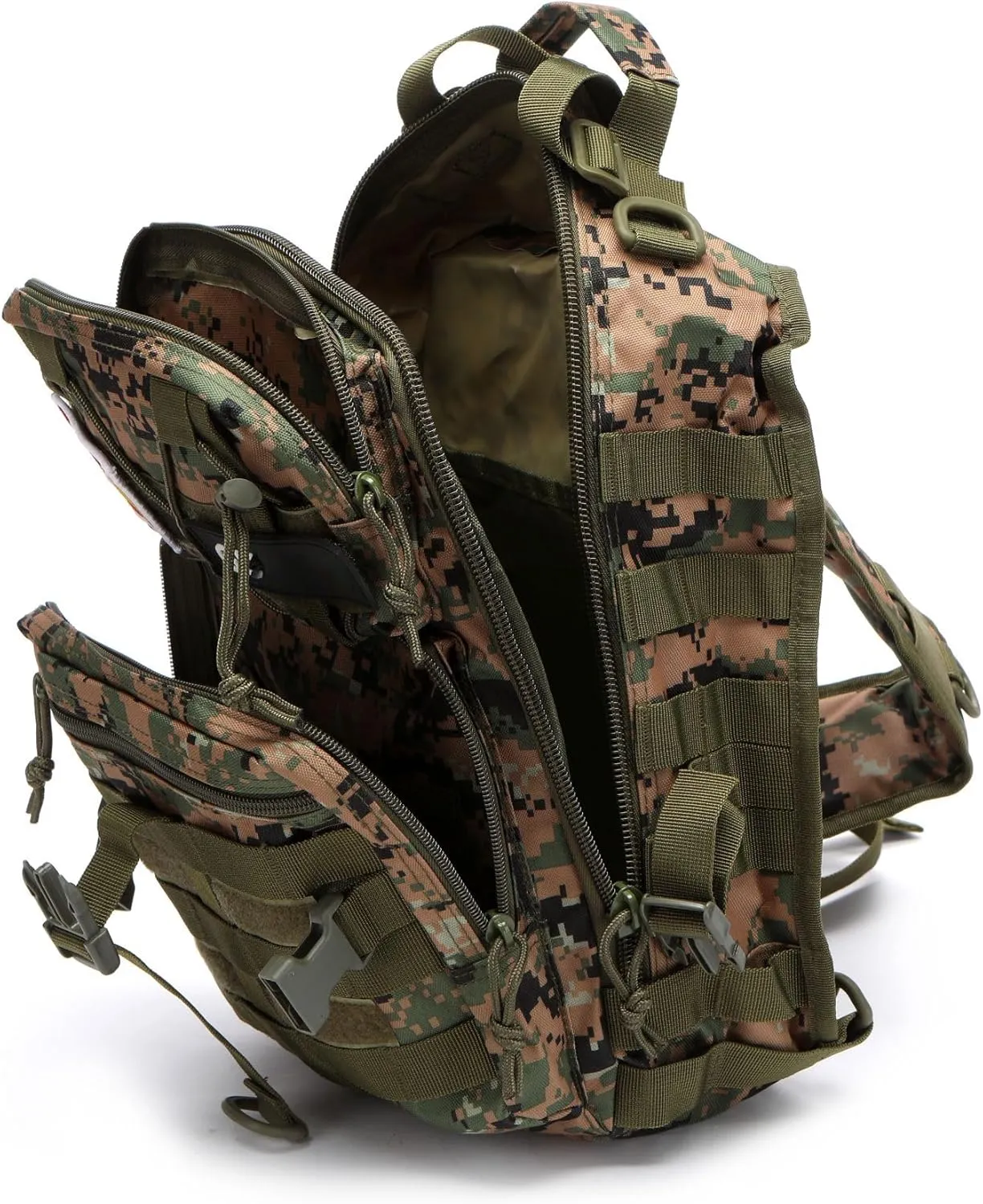 Outdoor Tactical Bag Fishing Military Sport Bag Pack Sling Shoulder Backpack for Every Day Carry (Camouflage green)