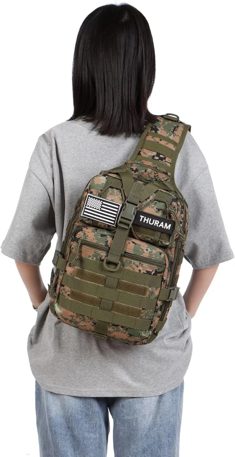 Outdoor Tactical Bag Fishing Military Sport Bag Pack Sling Shoulder Backpack for Every Day Carry (Camouflage green)