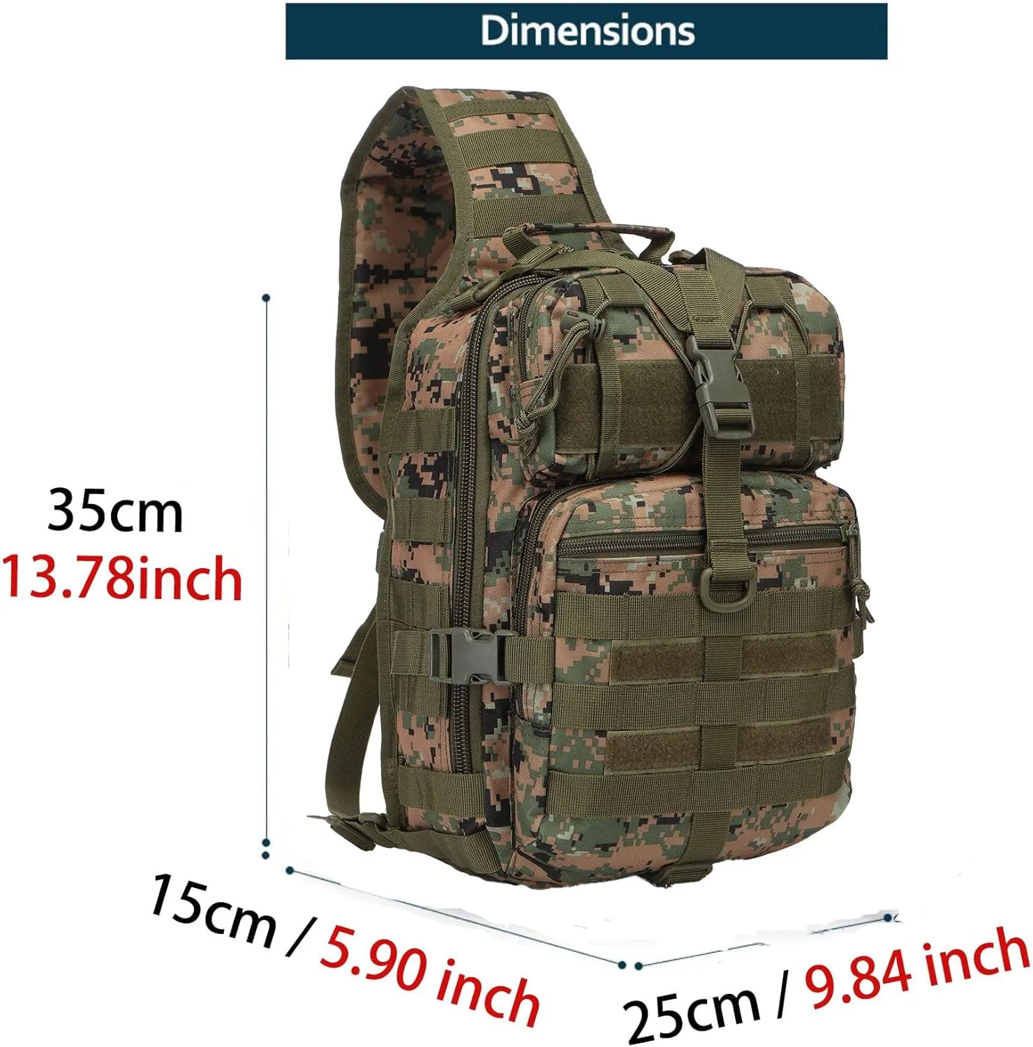 Outdoor Tactical Bag Fishing Military Sport Bag Pack Sling Shoulder Backpack for Every Day Carry (Camouflage green)