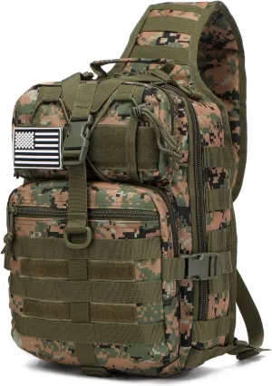 Outdoor Tactical Bag Fishing Military Sport Bag Pack Sling Shoulder Backpack for Every Day Carry (Camouflage green)