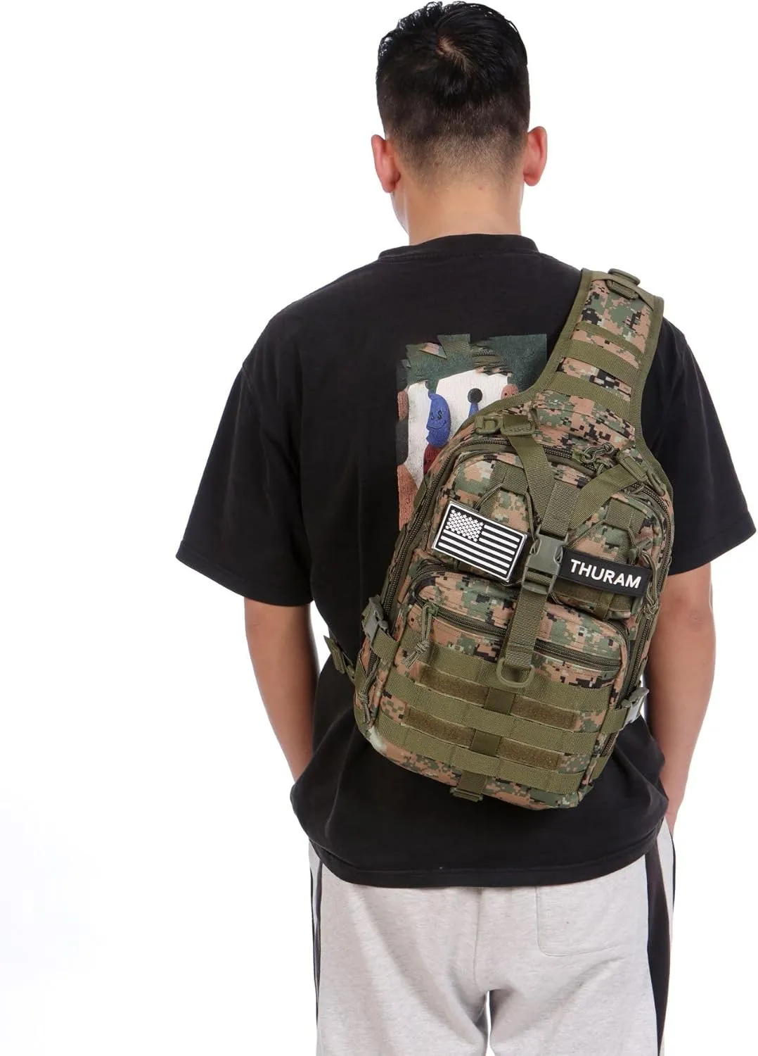 Outdoor Tactical Bag Fishing Military Sport Bag Pack Sling Shoulder Backpack for Every Day Carry (Camouflage green)
