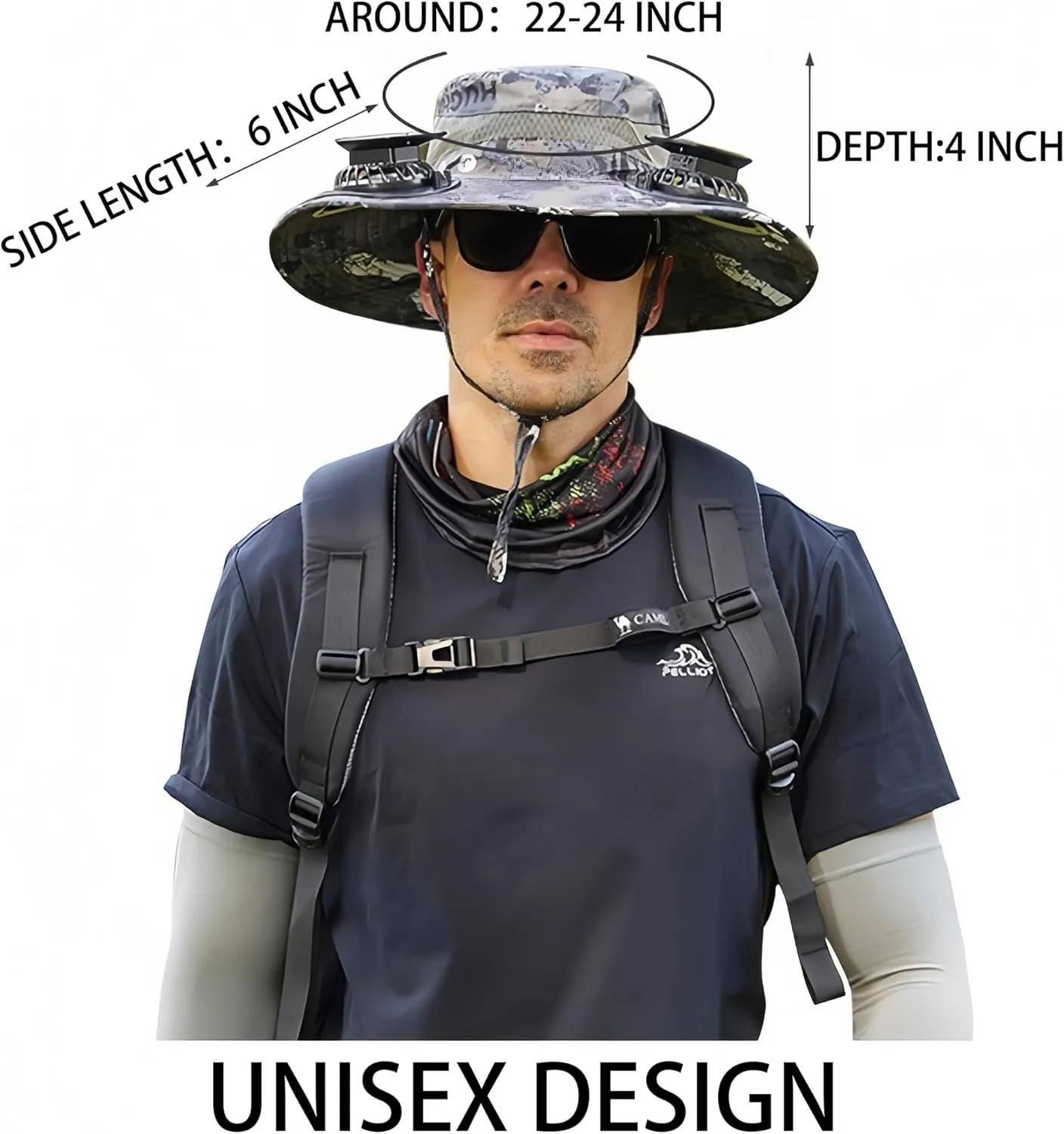 Outdoor Wide Brim Sun Hats for Women Men with 2 Solar Powered Fan Sun Hat UPF 50 ,Fishing,Beach,Climbing,Gardening Hat.