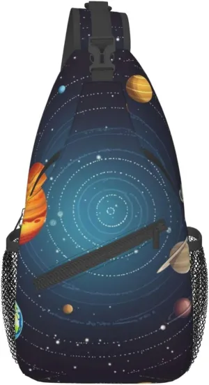 Outer Space Solar System Sling Bag Crossbody Shoulder Backpack Casual Chest Bag Sport Travel Hiking Daypack For Women Men