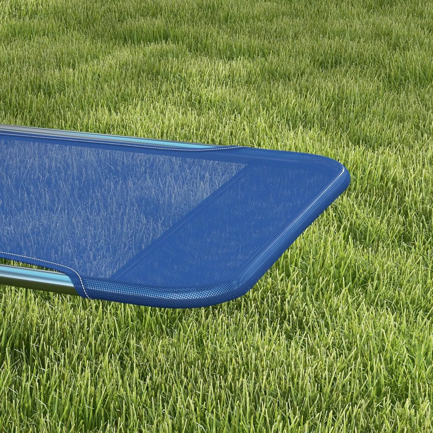 Outsunny 2 Piece Folding Chaise Lounge Chairs, Pool Sun Tanning Chairs with Reclining Back, Breathable Mesh Seat, Headrest for Beach, Yard, Patio, Dark Blue