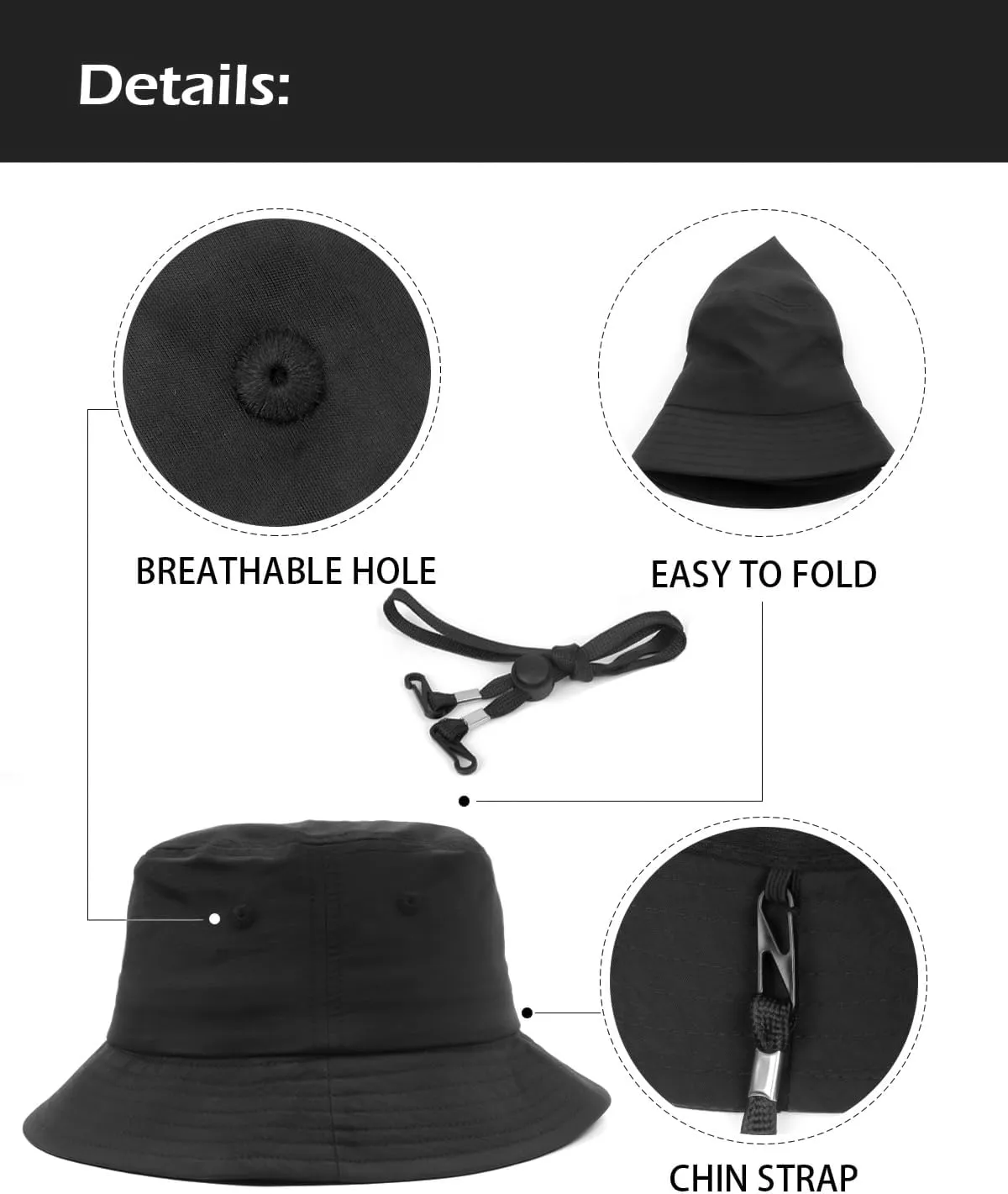 Oversize XXL Quick Dry Bucket Sun Hat,Water Repellent Fisherman Hats,Lightweight Summer Travel Hat with Detachable Chin Strap