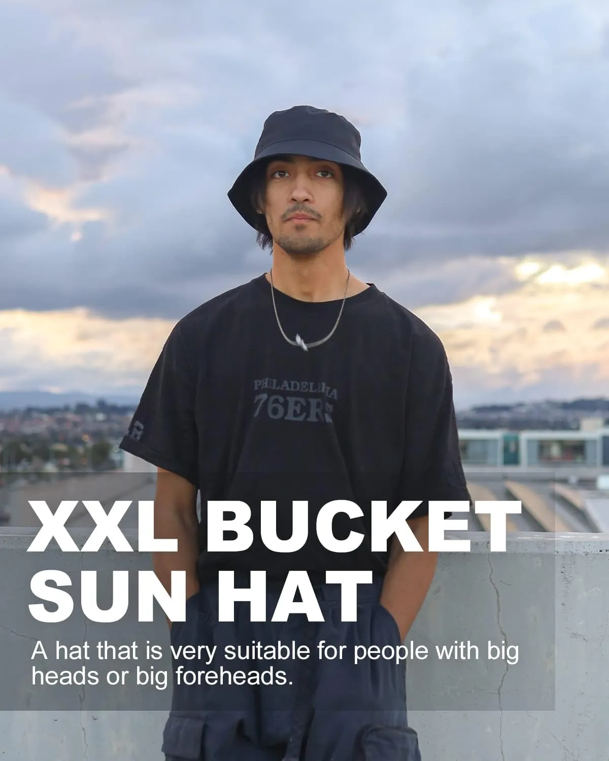 Oversize XXL Quick Dry Bucket Sun Hat,Water Repellent Fisherman Hats,Lightweight Summer Travel Hat with Detachable Chin Strap