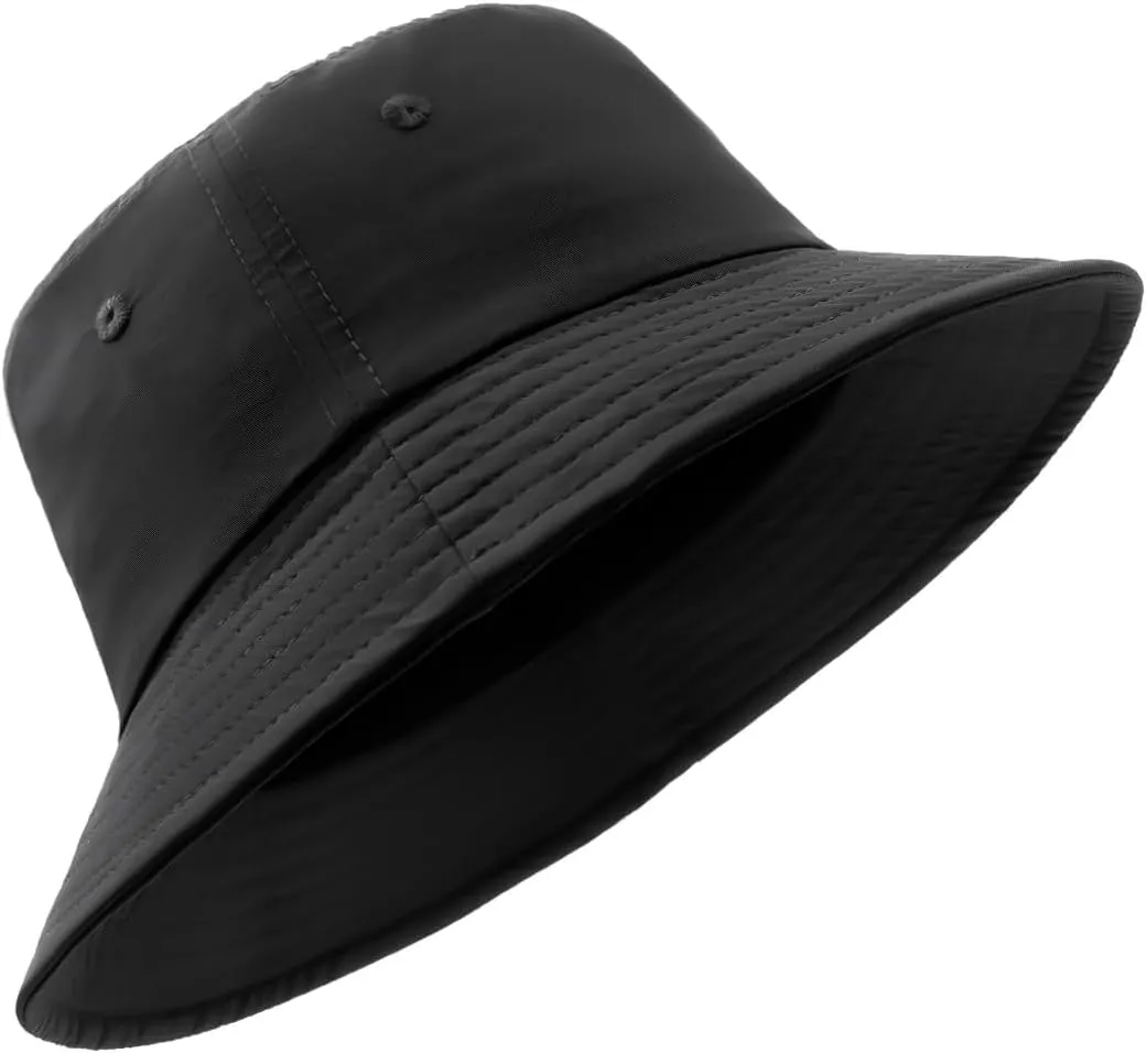 Oversize XXL Quick Dry Bucket Sun Hat,Water Repellent Fisherman Hats,Lightweight Summer Travel Hat with Detachable Chin Strap