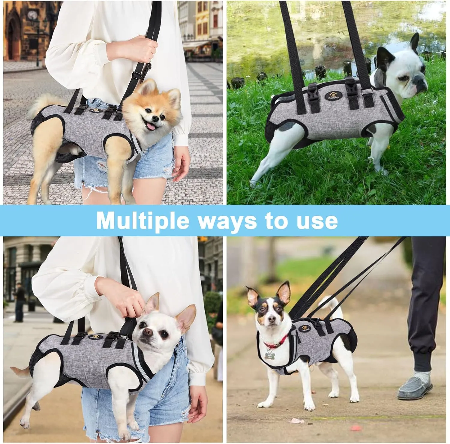 Ownpets Dog Sling Harness, Outdoor Sling Bag for Spine Protection, Whole Body Support, Support Vest to Assist Aged Dogs, Outdoor, XS