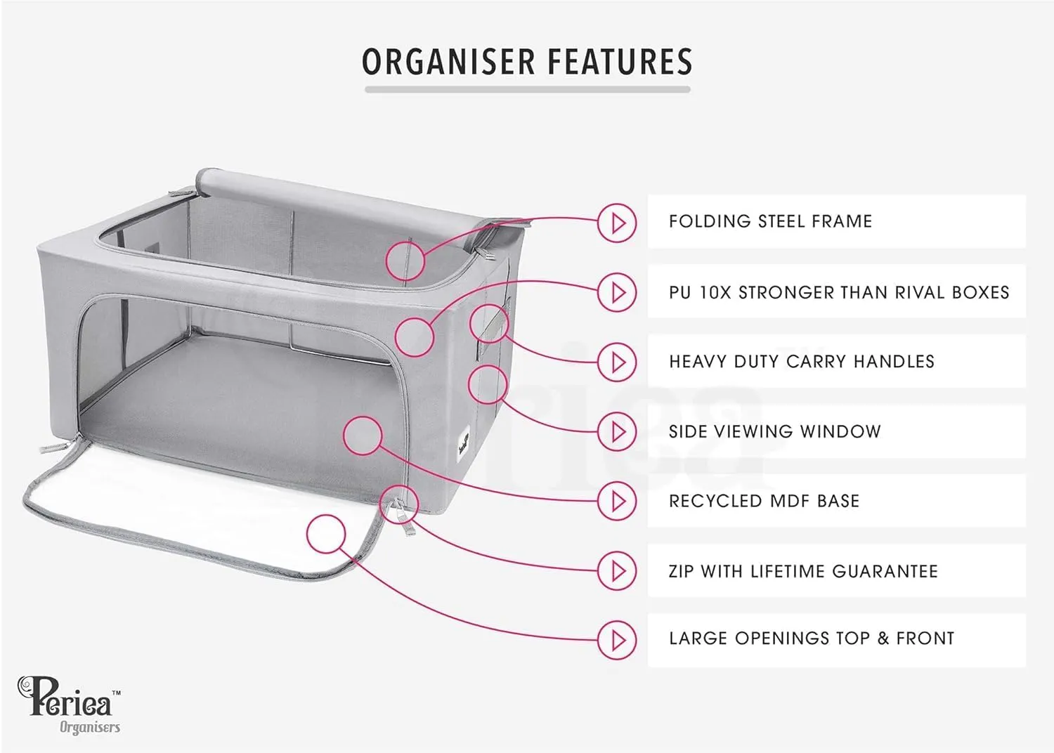 Oxford Cloth Steel Frame Storage Boxes - Under-Bed or in Closet - Pack of 2 Large Organizers (Denim Effect - Grey)