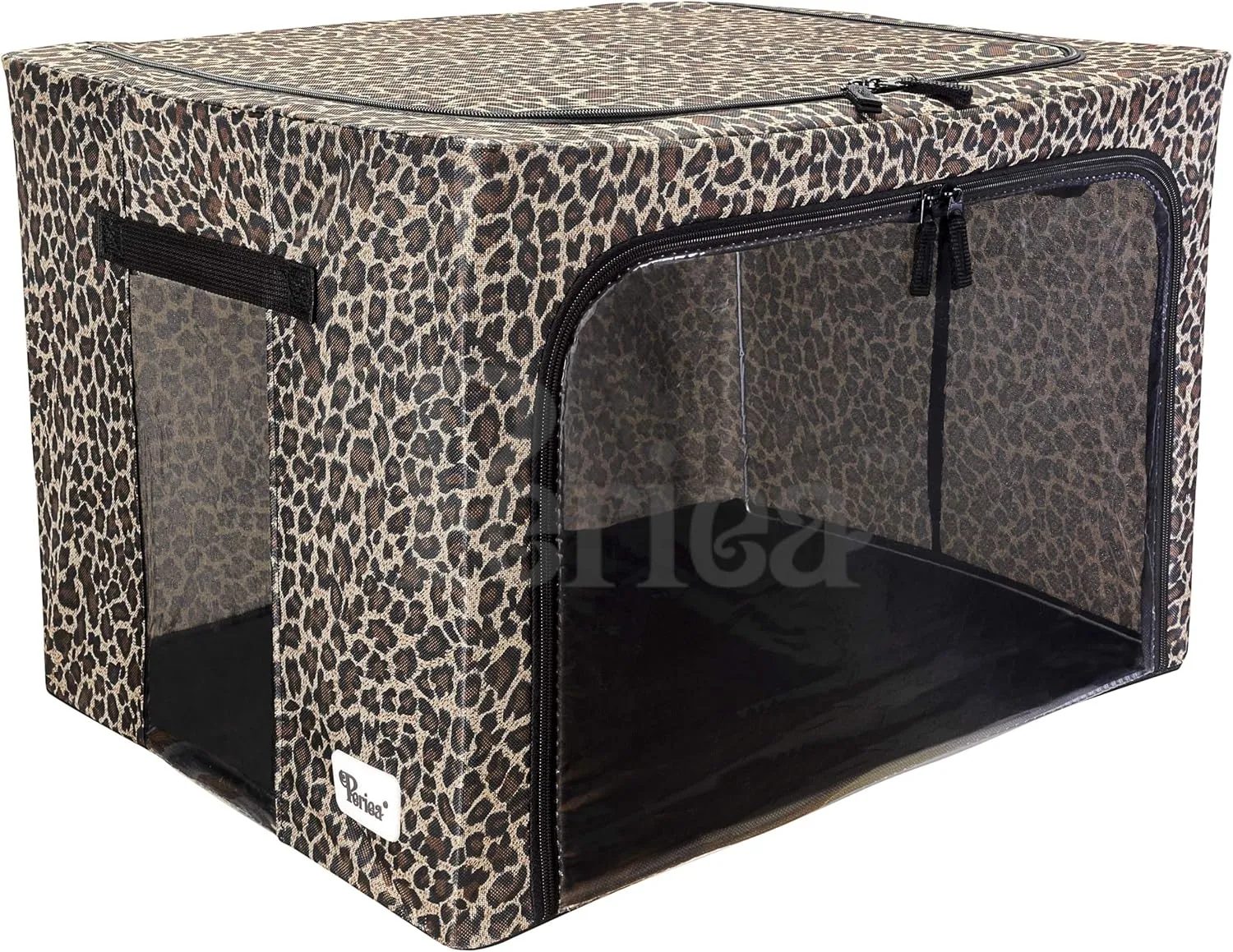 Oxford Cloth Steel Frame Storage Boxes - Under-Bed or in Closet - Pack of 2 Large Organizers (Leopard)