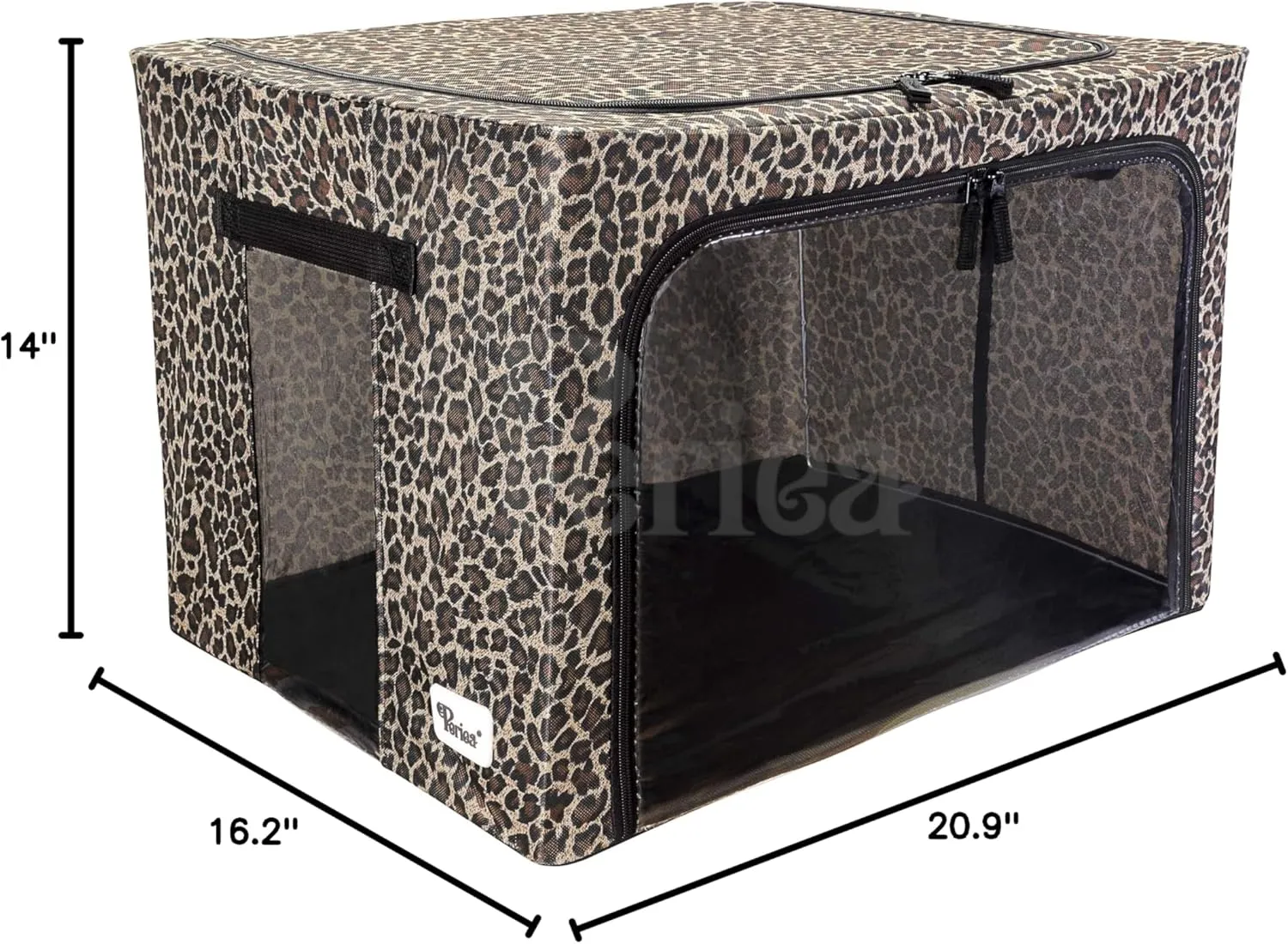 Oxford Cloth Steel Frame Storage Boxes - Under-Bed or in Closet - Pack of 2 Large Organizers (Leopard)