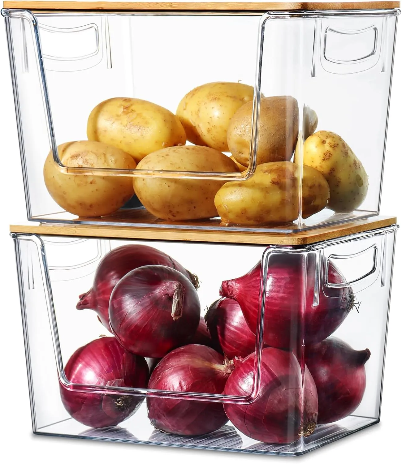 Pantry Organizers Storage, 2 Set Stackable Kitchen Counter Organizers for Onion, Potato, Garlic, Fruit, Produce, Vegetable
