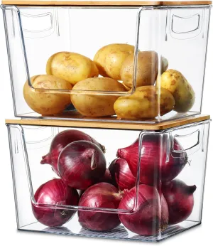 Pantry Organizers Storage, 2 Set Stackable Kitchen Counter Organizers for Onion, Potato, Garlic, Fruit, Produce, Vegetable