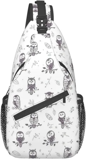 Parrots On Branches Print Crossbody Sling Backpack Sling Bag Travel Hiking Chest Bag Daypack