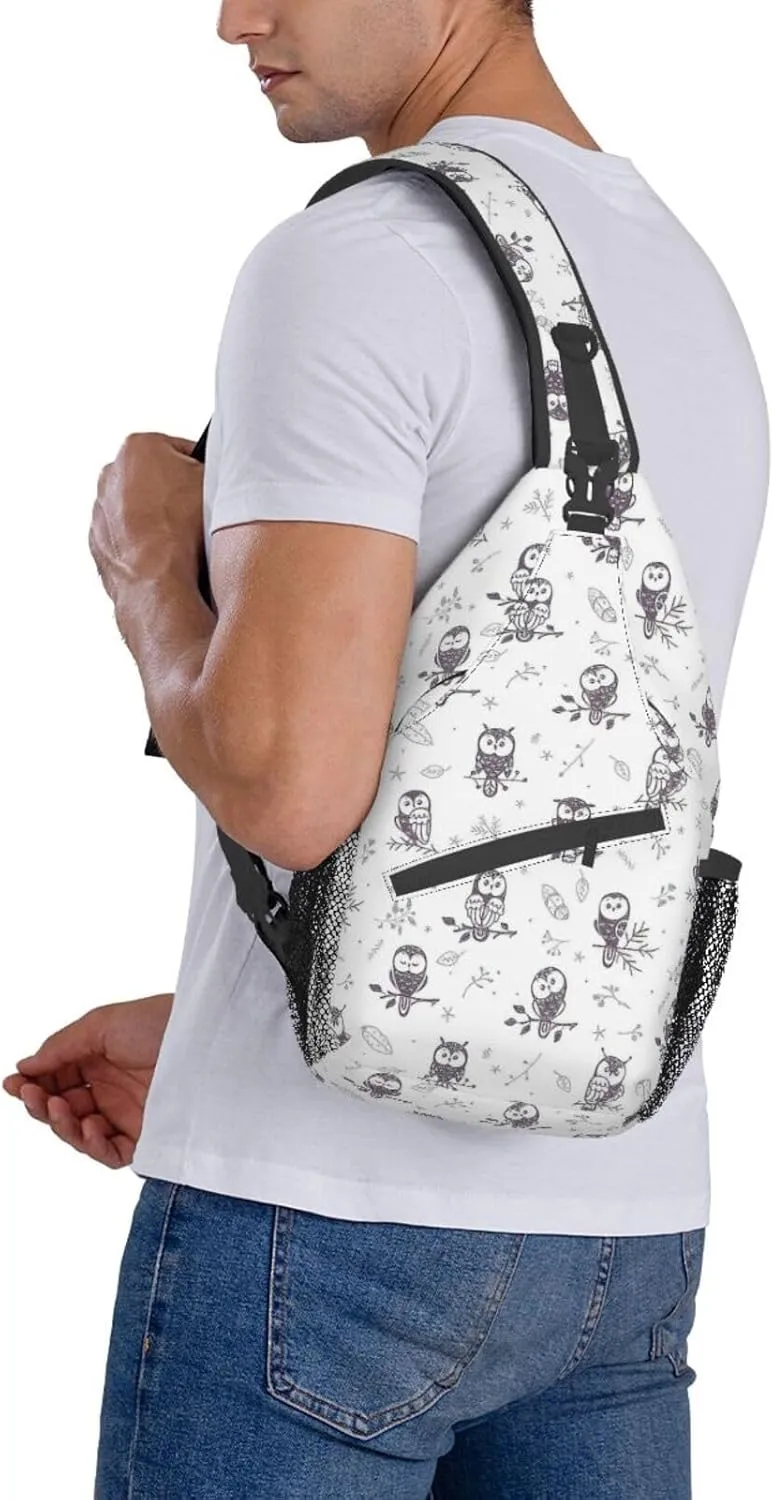 Parrots On Branches Print Crossbody Sling Backpack Sling Bag Travel Hiking Chest Bag Daypack