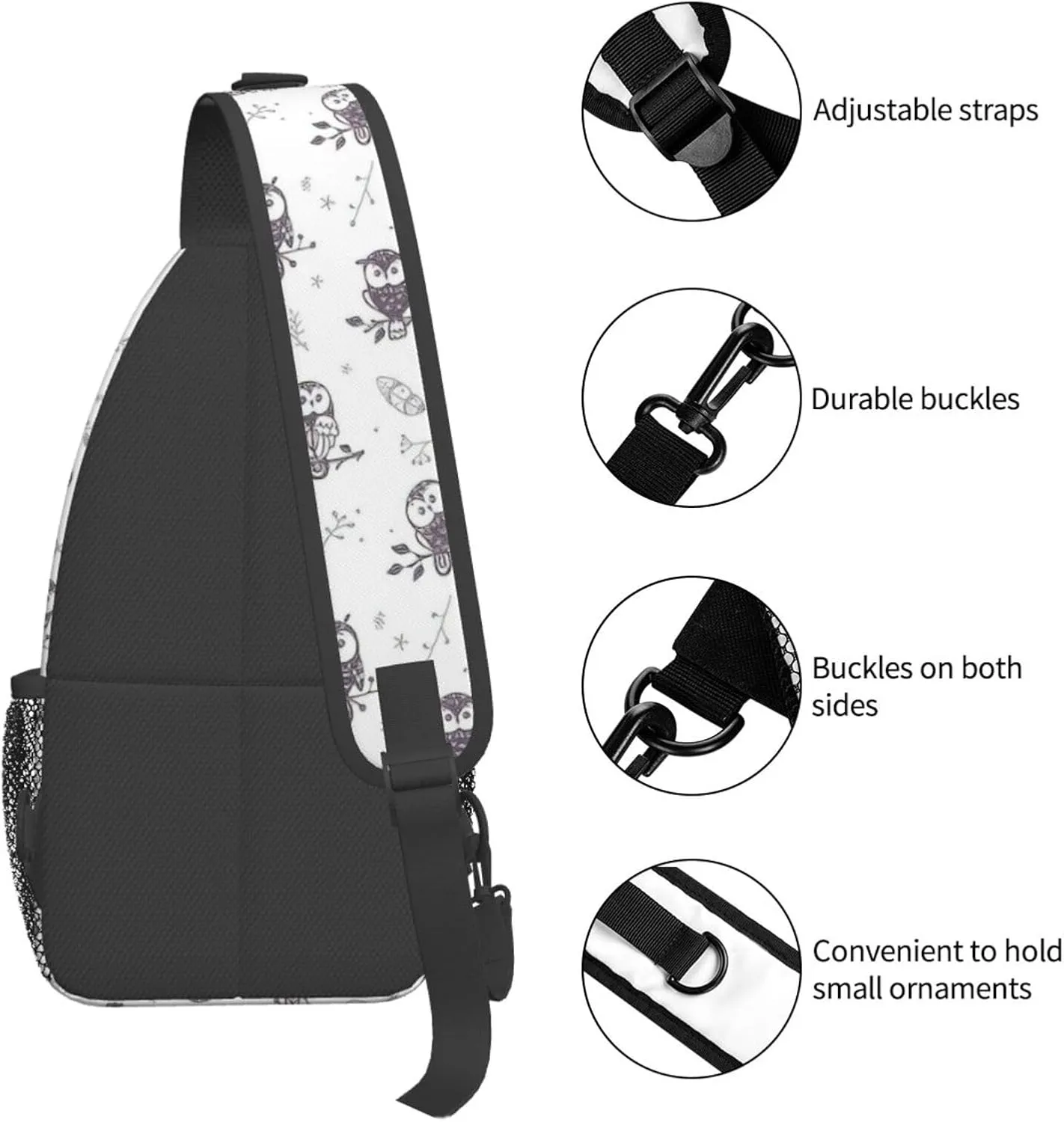 Parrots On Branches Print Crossbody Sling Backpack Sling Bag Travel Hiking Chest Bag Daypack