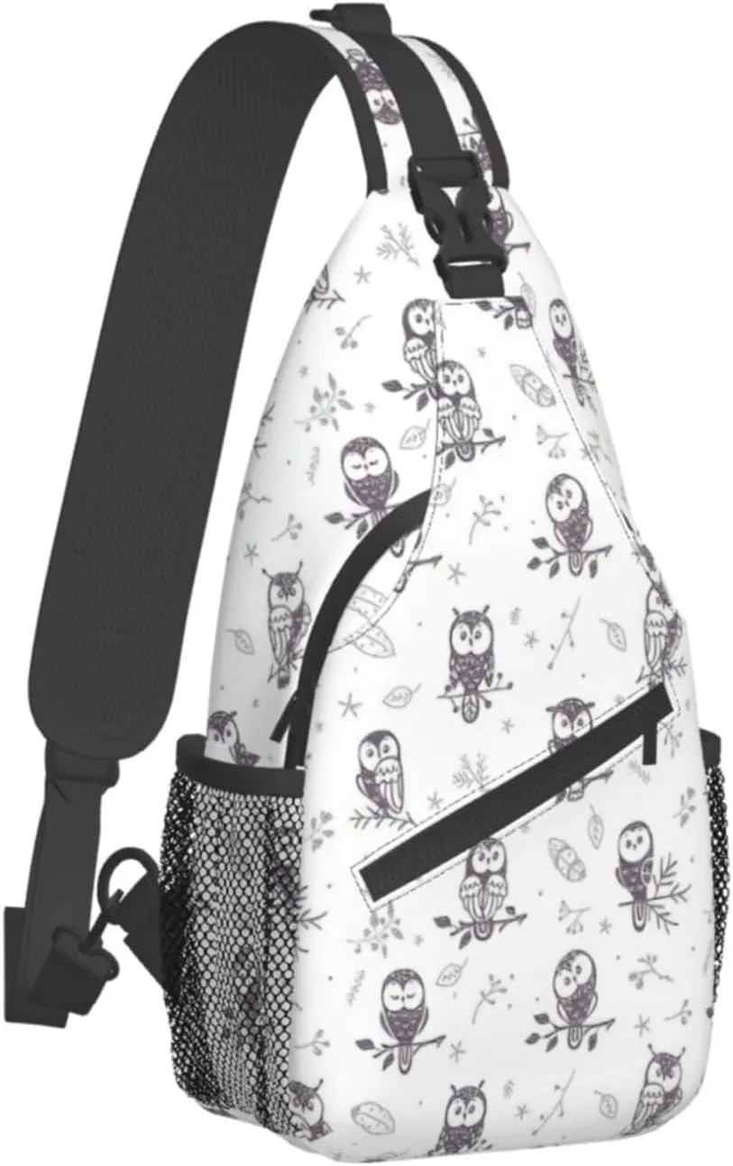 Parrots On Branches Print Crossbody Sling Backpack Sling Bag Travel Hiking Chest Bag Daypack