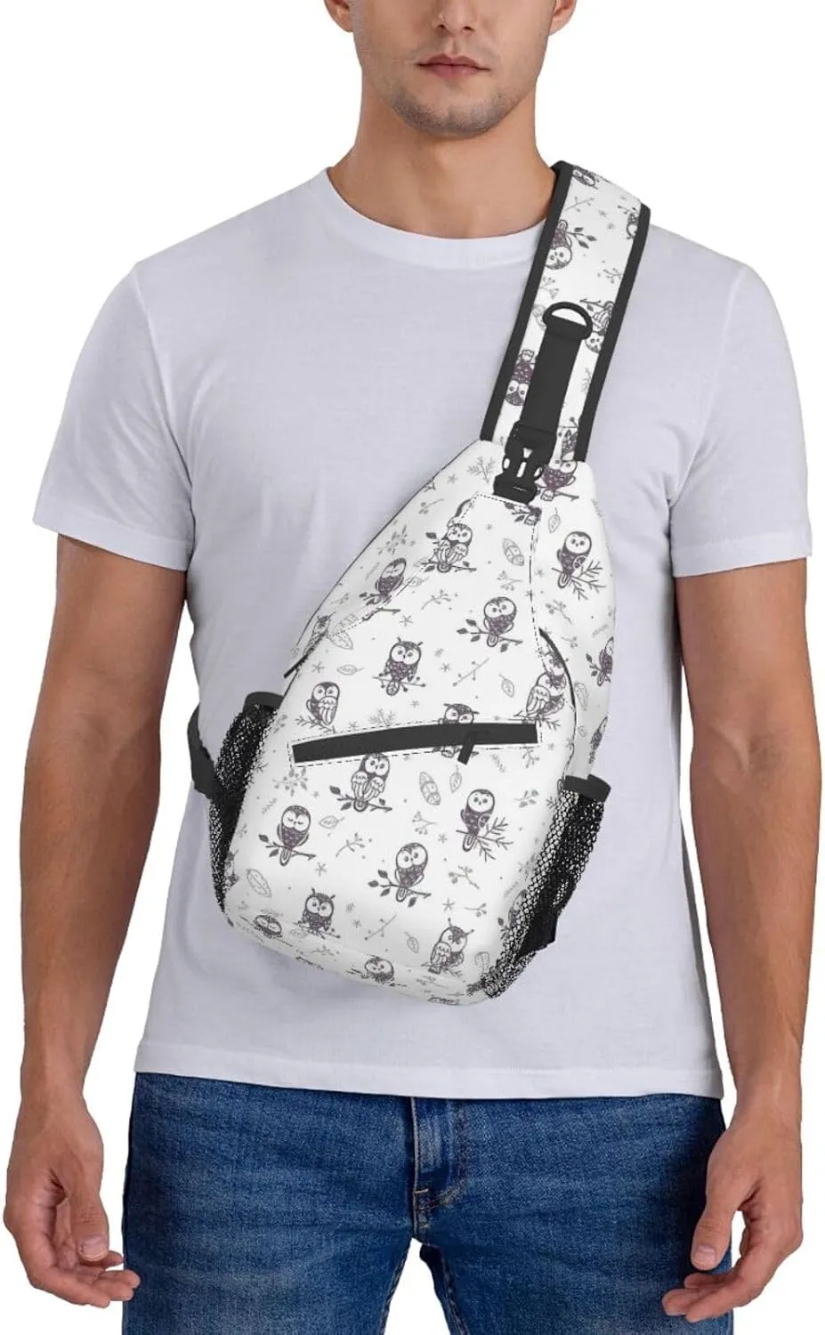 Parrots On Branches Print Crossbody Sling Backpack Sling Bag Travel Hiking Chest Bag Daypack