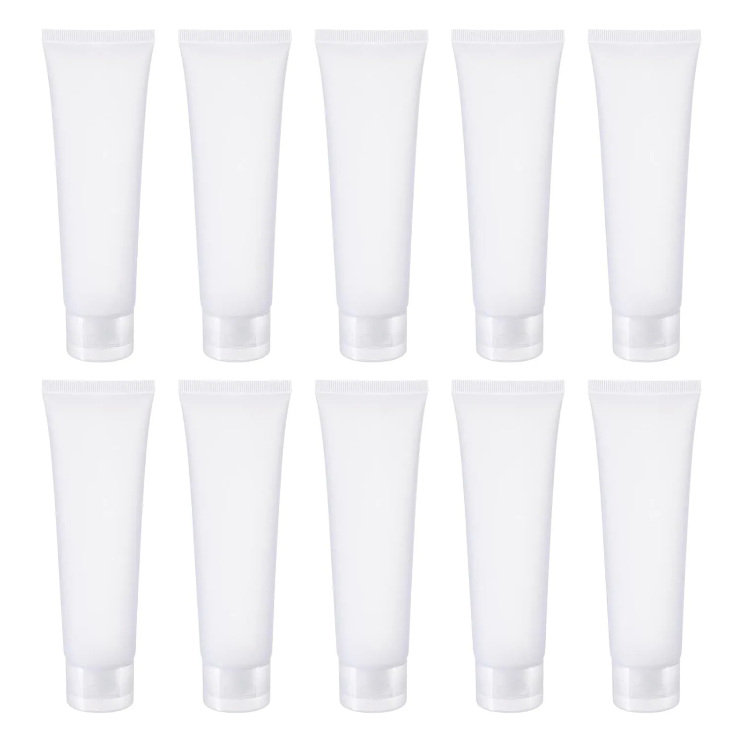 PATIKIL 100ml Squeeze Tube, 15 Pack Empty Cosmetic Tubes Plastic with Flip Lid for Travel Household, Translucent Frosted