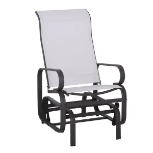 Patio Glider with Breathable Mesh Fabric, Outdoor Glider Chair, Garden Rocking Gliding Seat for Patio, Yard, Porch, Beige