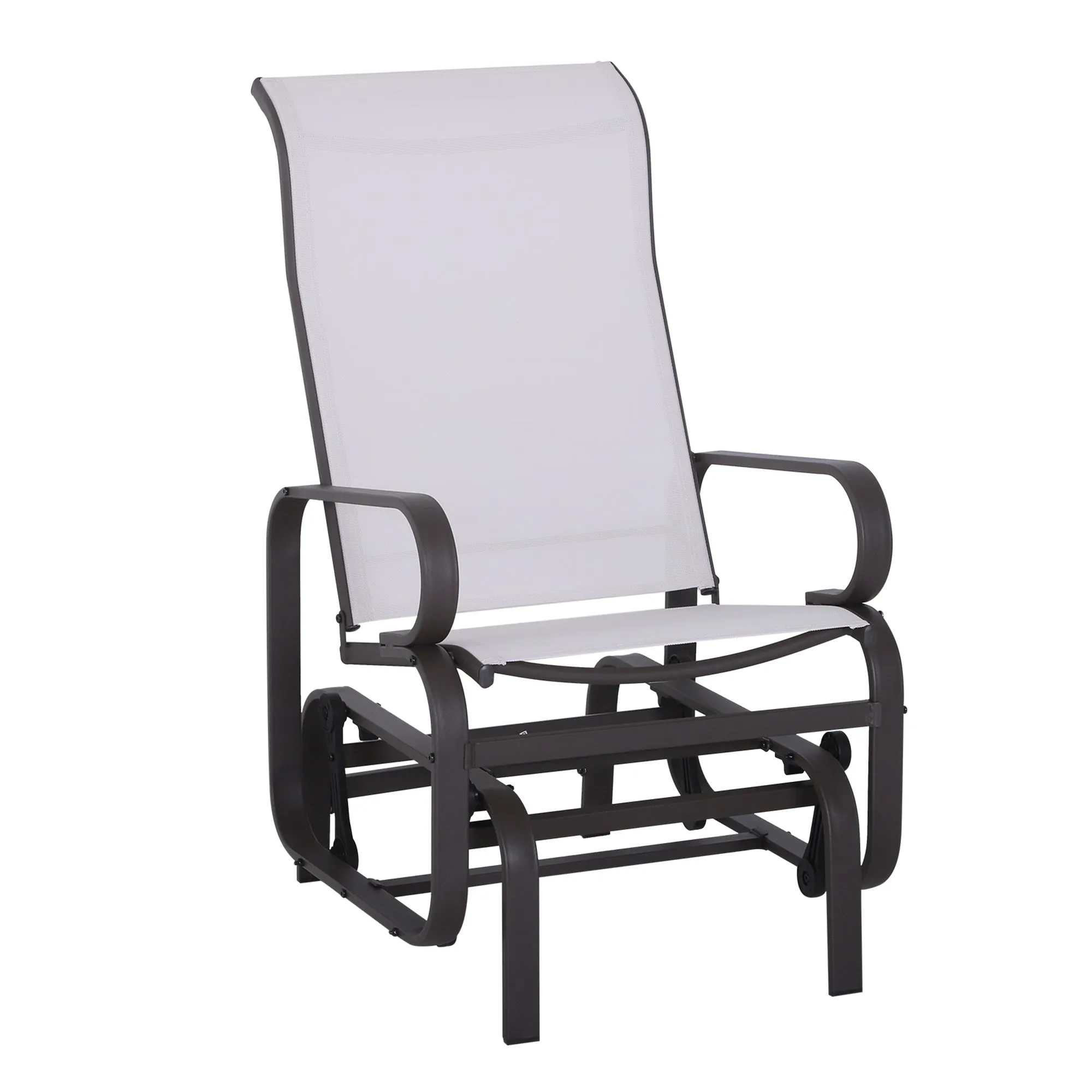 Patio Glider with Breathable Mesh Fabric, Outdoor Glider Chair, Garden Rocking Gliding Seat for Patio, Yard, Porch, Beige