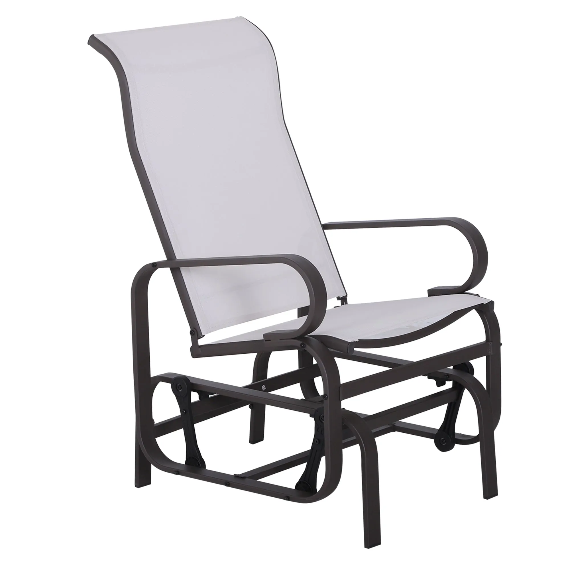 Patio Glider with Breathable Mesh Fabric, Outdoor Glider Chair, Garden Rocking Gliding Seat for Patio, Yard, Porch, Beige