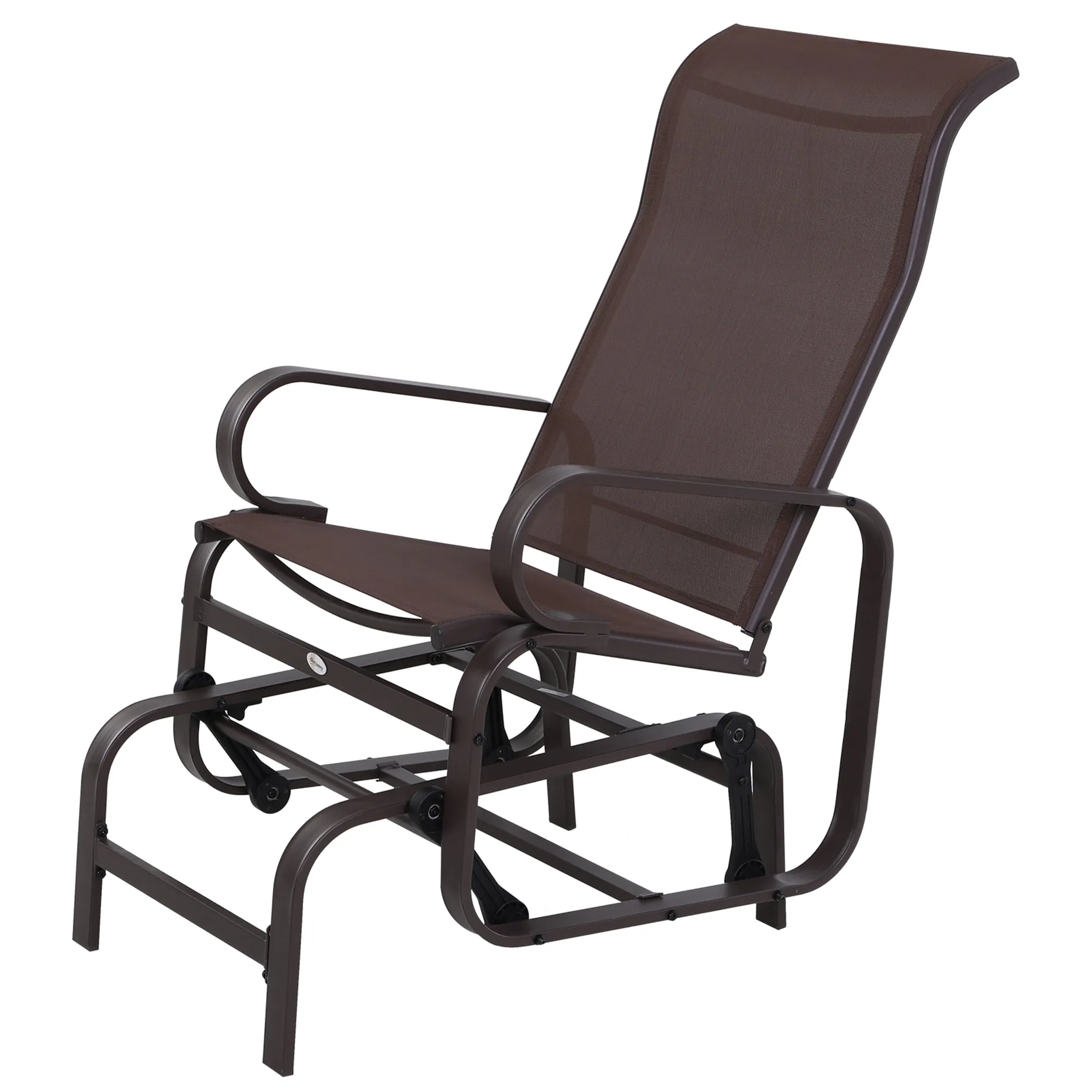 Patio Glider with Breathable Mesh Fabric, Outdoor Glider Chair, Garden Rocking Gliding Seat for Patio, Yard, Porch, Brown