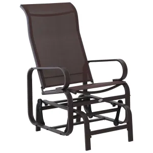 Patio Glider with Breathable Mesh Fabric, Outdoor Glider Chair, Garden Rocking Gliding Seat for Patio, Yard, Porch, Brown