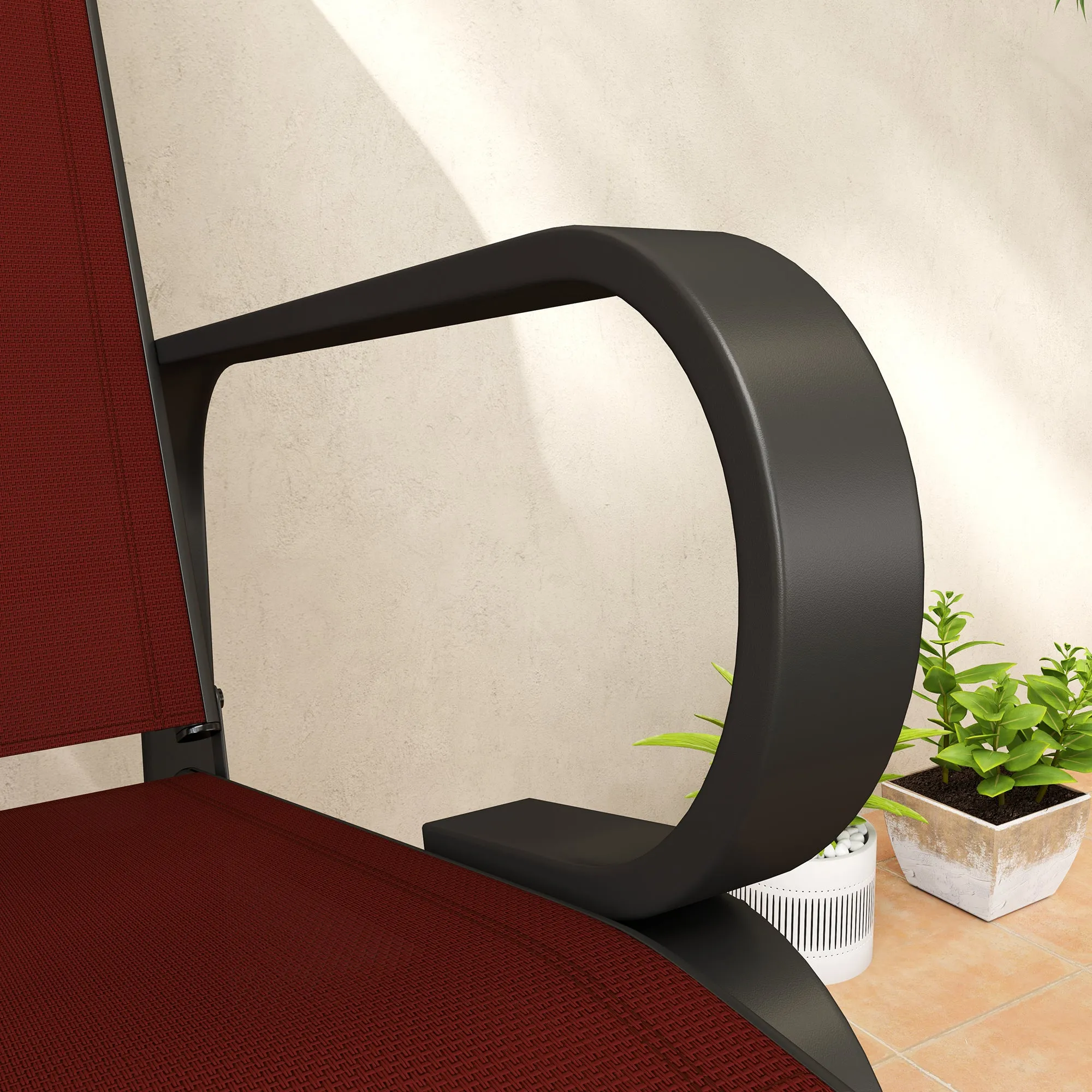 Patio Glider with Breathable Mesh Fabric, Outdoor Glider Chair, Garden Rocking Gliding Seat for Patio, Yard, Porch, Wine Red