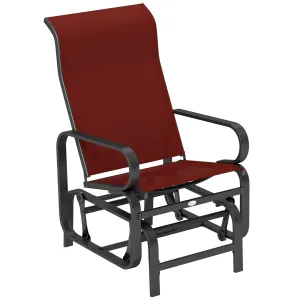 Patio Glider with Breathable Mesh Fabric, Outdoor Glider Chair, Garden Rocking Gliding Seat for Patio, Yard, Porch, Wine Red