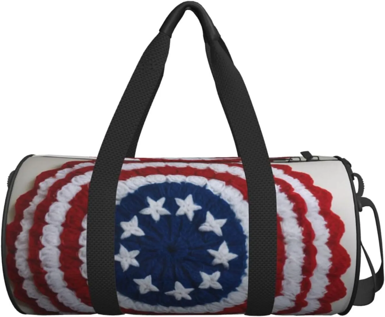 Patriotic 4th of July American Flag Printed Travel Bag,Round Personal Item Storage bag,Foldie Duffel Bag for Traveling Vacation,Fitness,Sports