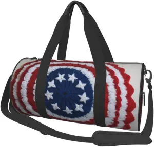 Patriotic 4th of July American Flag Printed Travel Bag,Round Personal Item Storage bag,Foldie Duffel Bag for Traveling Vacation,Fitness,Sports
