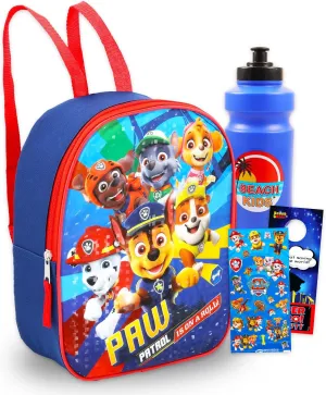Paw Patrol Mini Backpack for Boys - Bundle with 12" Small Backpack Featuring Chase, Marshall, Rubble Plus Water Bottle, Stickers and More | Paw Patrol Mini School Bag Set for Kids