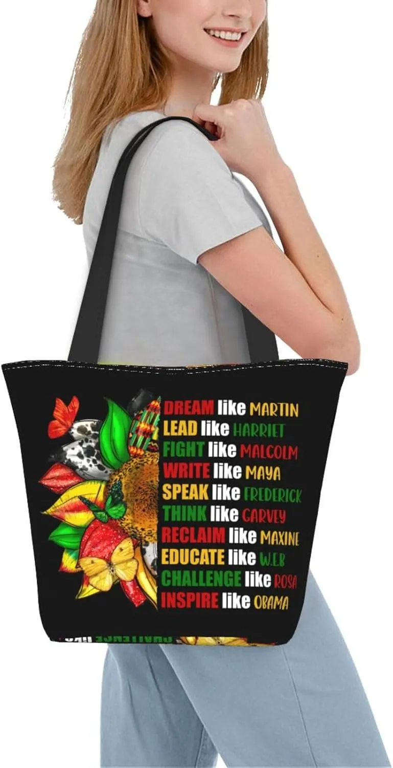 Peace Love Juneteenth Black Freedom Women's Tote Bag Lightweight Shopping Handbag Travel Shoulder Bag With Zipper