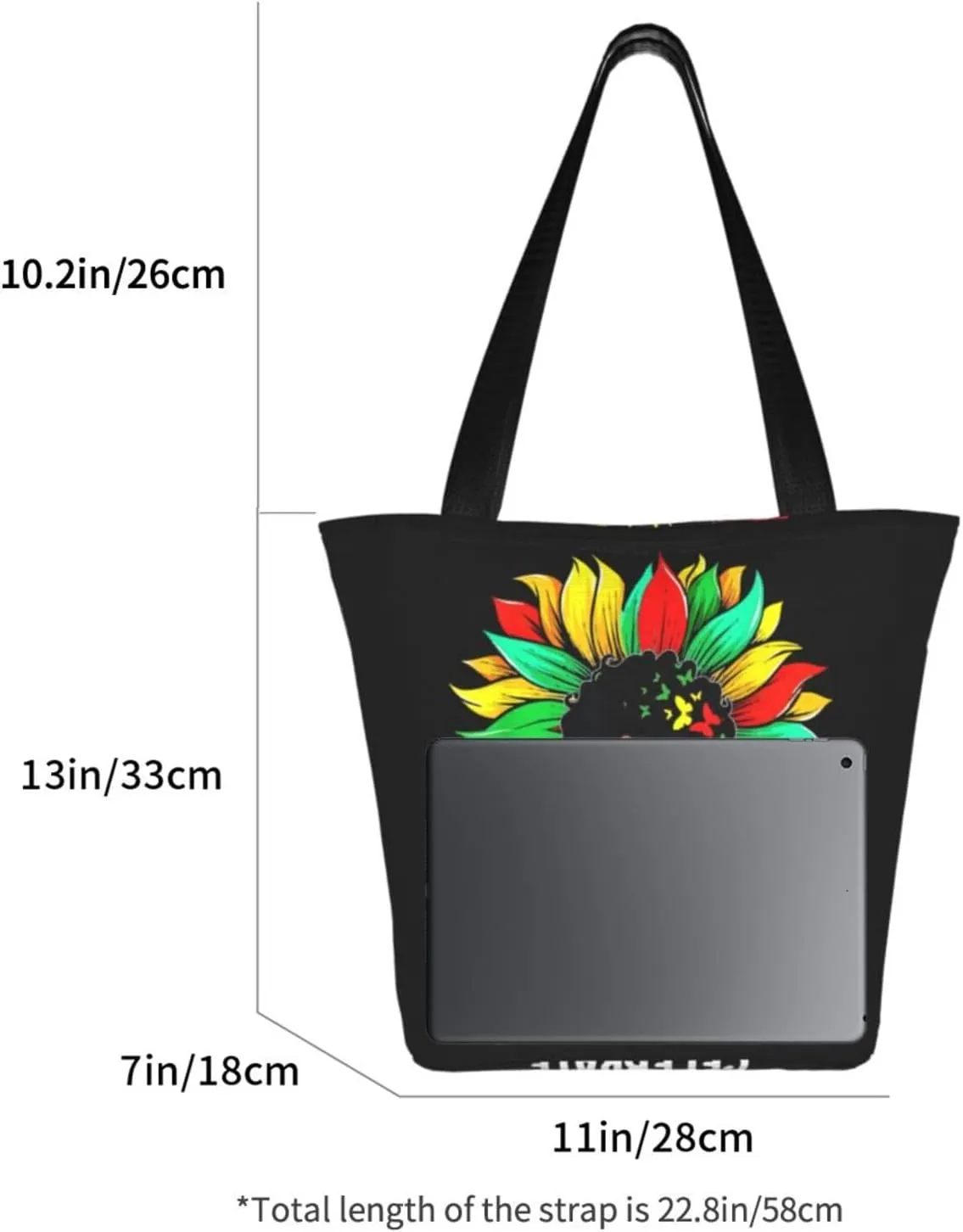 Peace Love Juneteenth Black Freedom Women's Tote Bag Lightweight Shopping Handbag Travel Shoulder Bag With Zipper